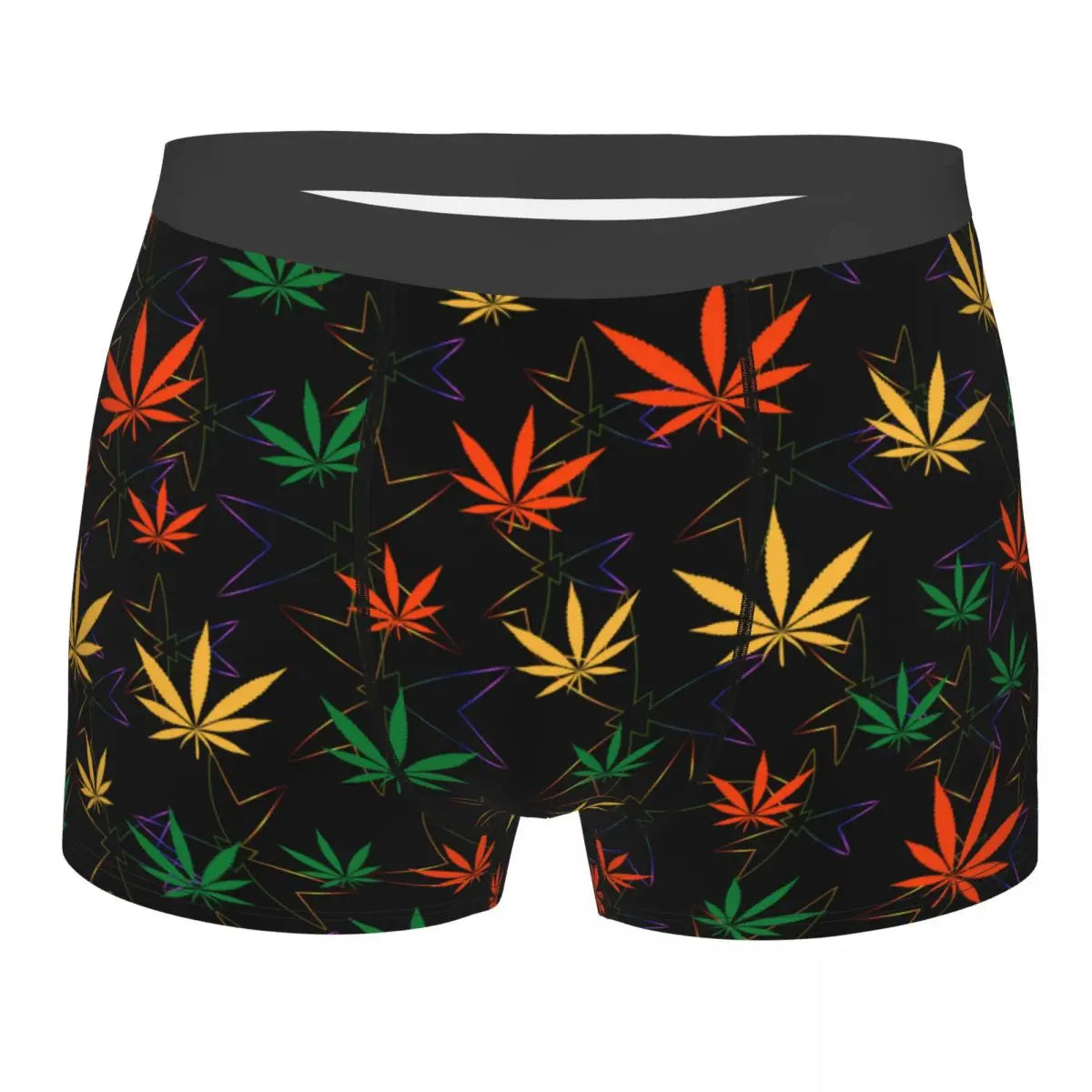 Cannabis Leaf Plant Marijuana Weed Men's Underwear Leaves Boxer Briefs Shorts Panties Soft Underpants for Homme Plus Size