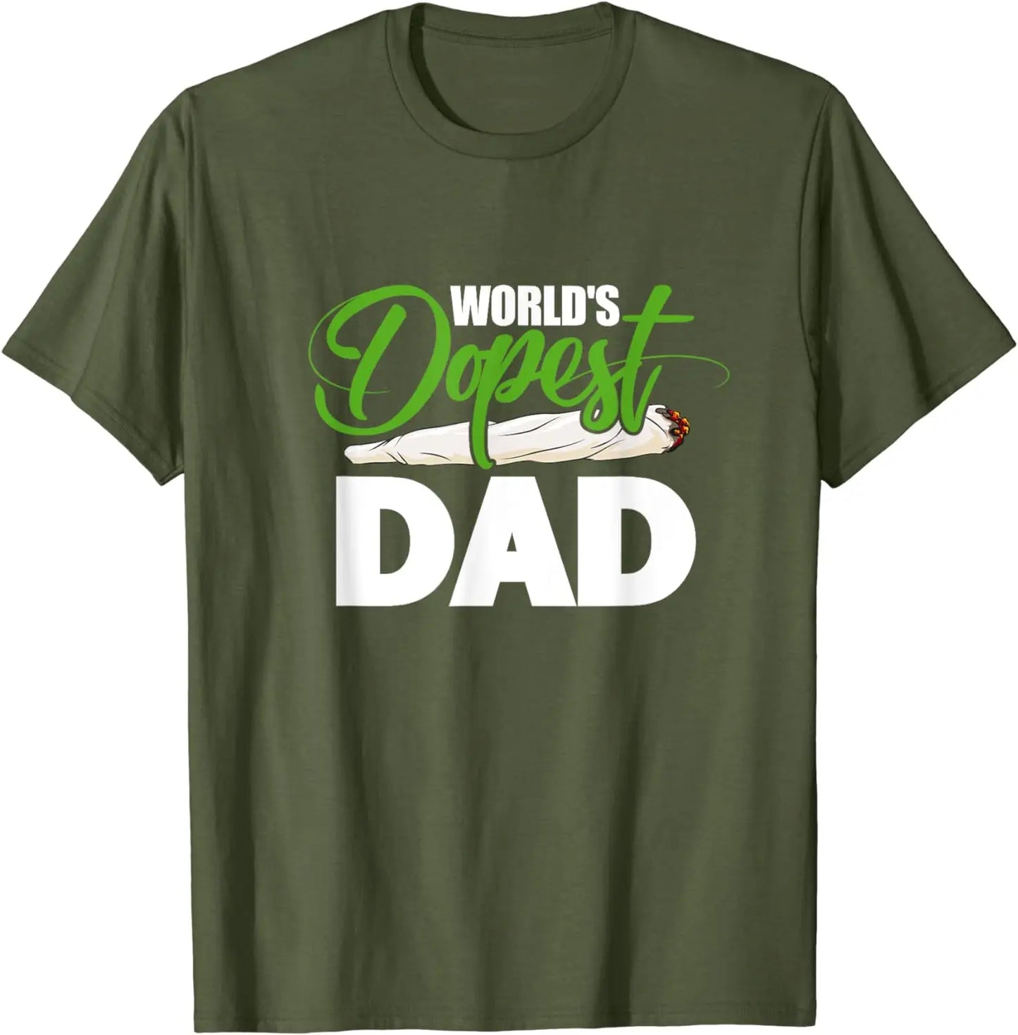 World's Dopest Dad Cannabis Marijuana Weed Funny Fathers Day T-Shirt Cotton Retro Street Fashion Men's Shirt Short Sleeve Design