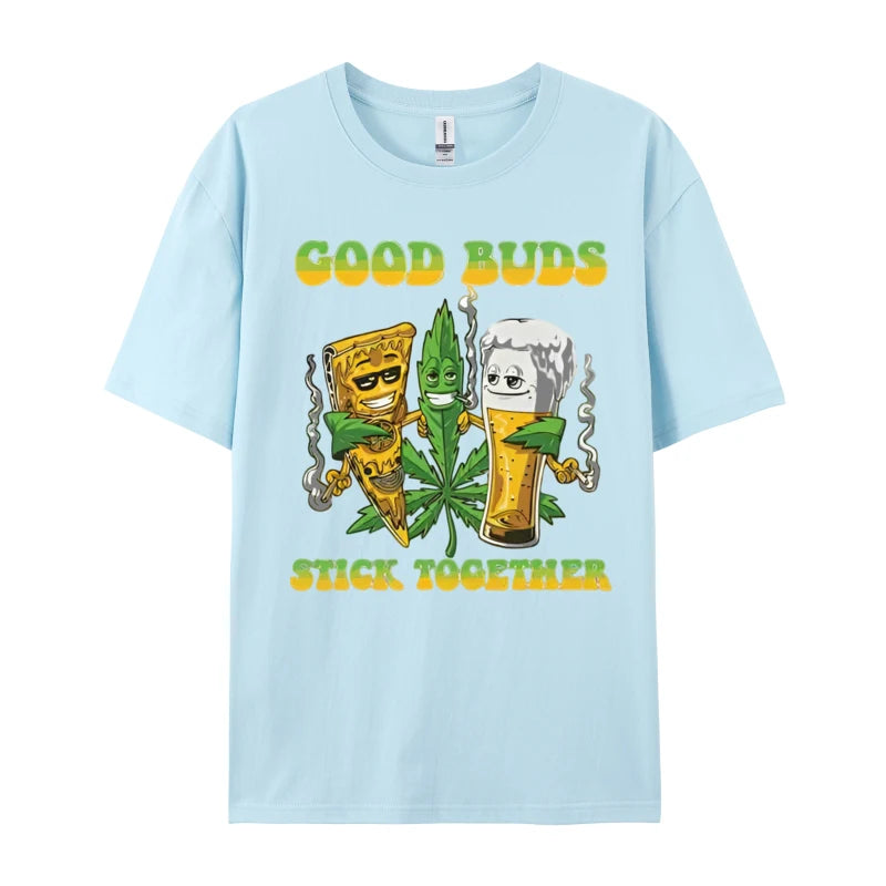 Weed Cannabis Stoner Good Buds Stick T-shirt 3D Printed T-shirt Men Cotton T-shirt Slim Fit Mens Tees Printed On Casual