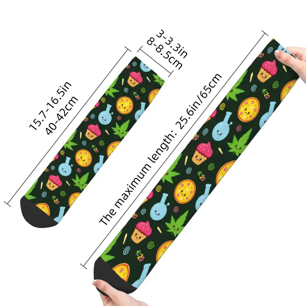 All Season Hip-hop Men's Women's Cute Marijuana Weed 420 Socks Cannabis Cartoon Merch Basketball Socks Super Soft Best Gifts