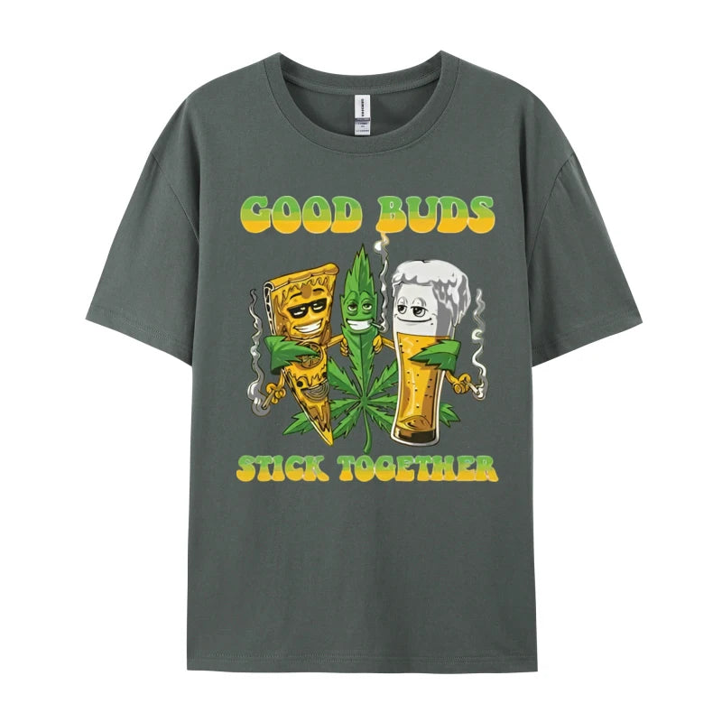 Weed Cannabis Stoner Good Buds Stick T-shirt 3D Printed T-shirt Men Cotton T-shirt Slim Fit Mens Tees Printed On Casual