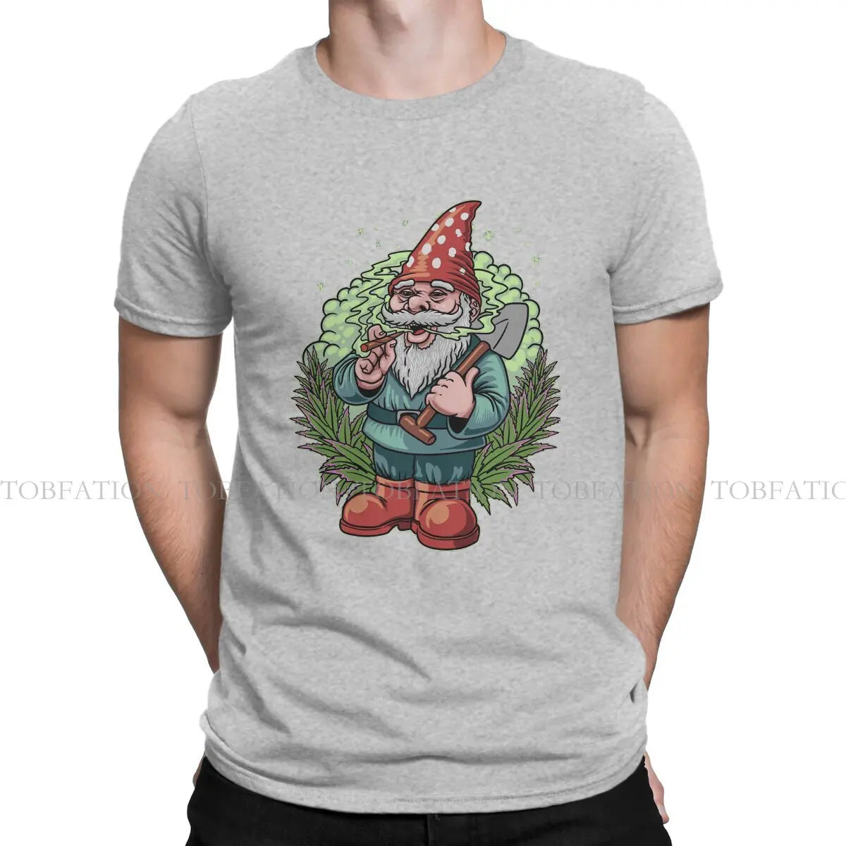 Smoking Gnome Weed Marijuana 420 Smoking Tshirt Alternative Punk T shirt Streetwear Homme Pure Cotton Fashion Tees Tops