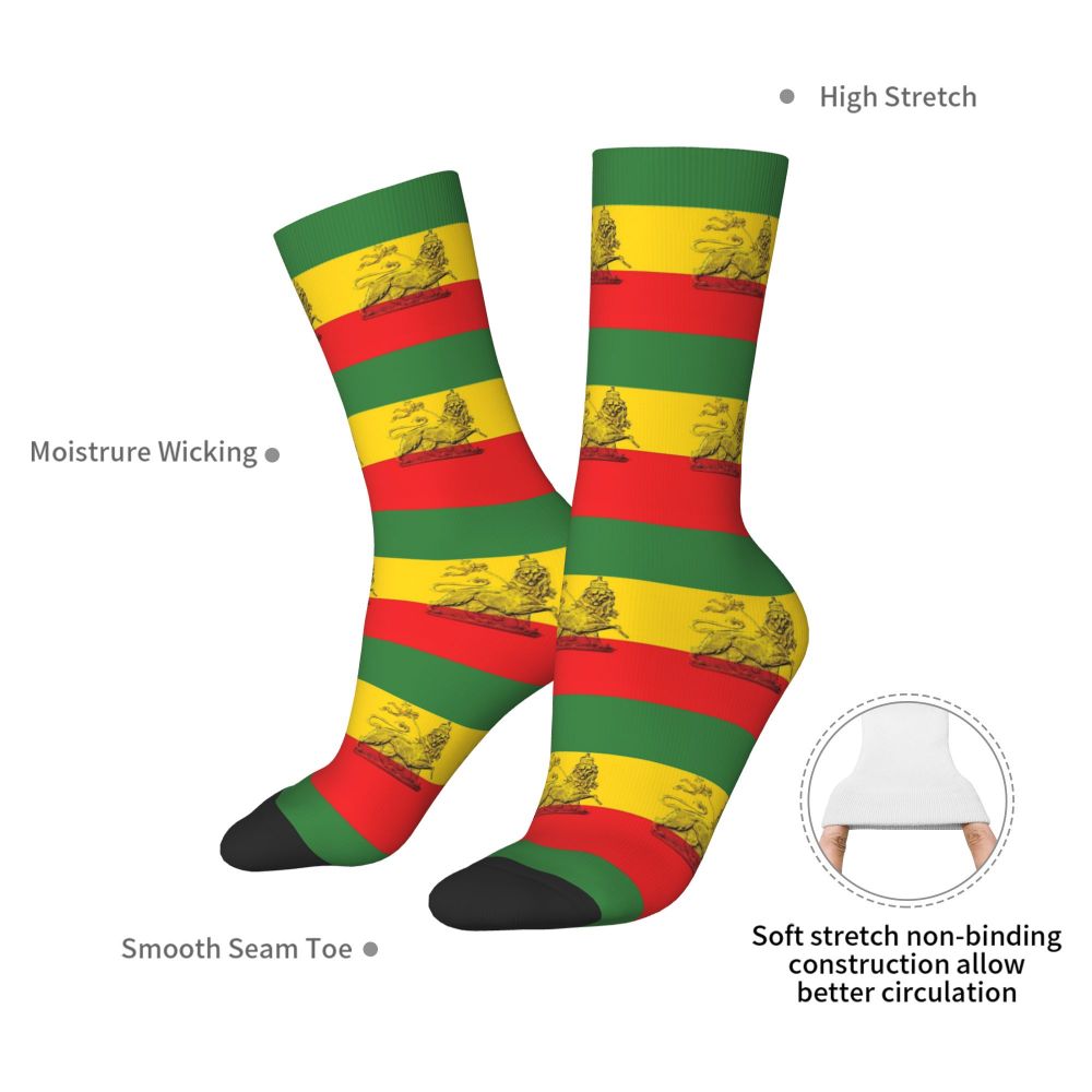 Lion Of Judah Rasta Colours Cannabis Leaf Plant Marijuana Weed Unisex Winter Socks Cycling Happy Socks street style Crazy Sock