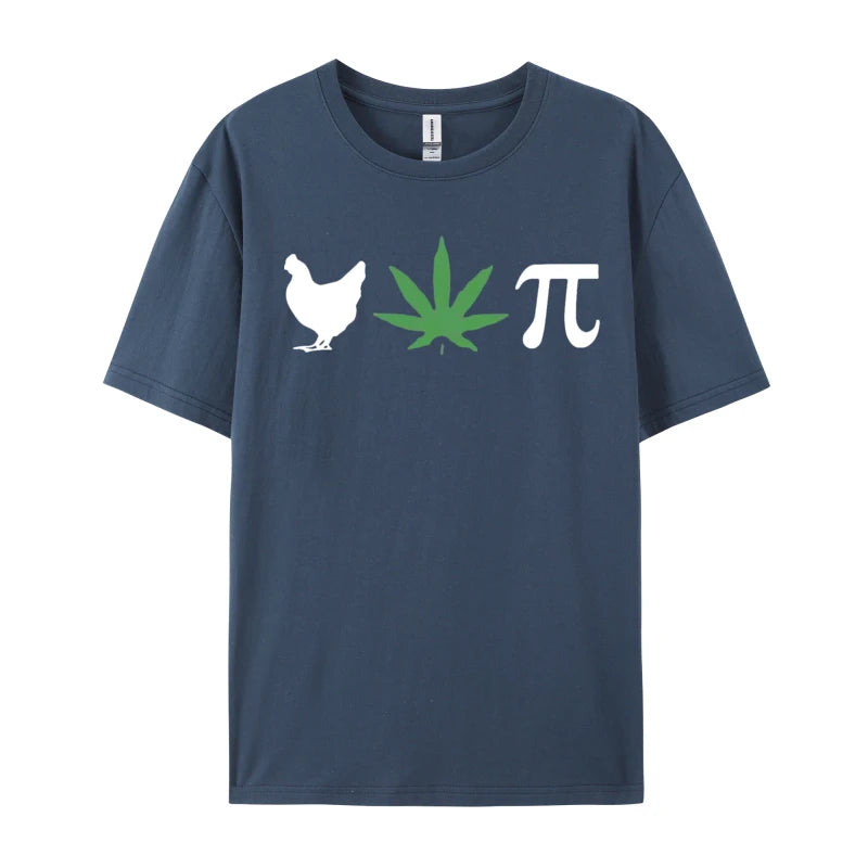 Chicken Pot Pie Marijuana Cannabis Pi T-shirt Novelty Tee Shirts Vintage Cotton Tops Tee Retro Clothes