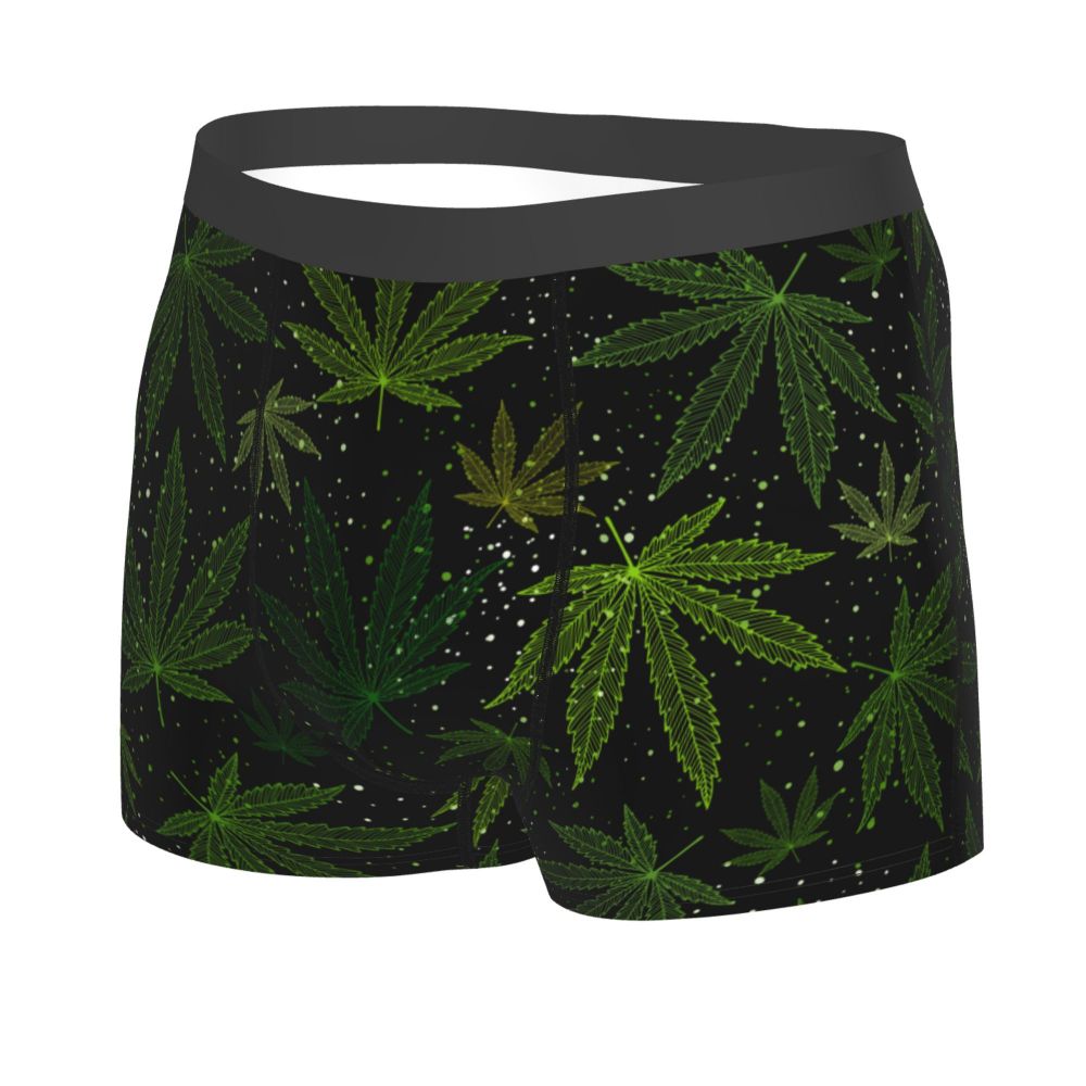 Novelty Boxer Cannabis Leaf Shorts Panties Briefs Men Underwear Marijuana Weed Breathable Underpants for Homme