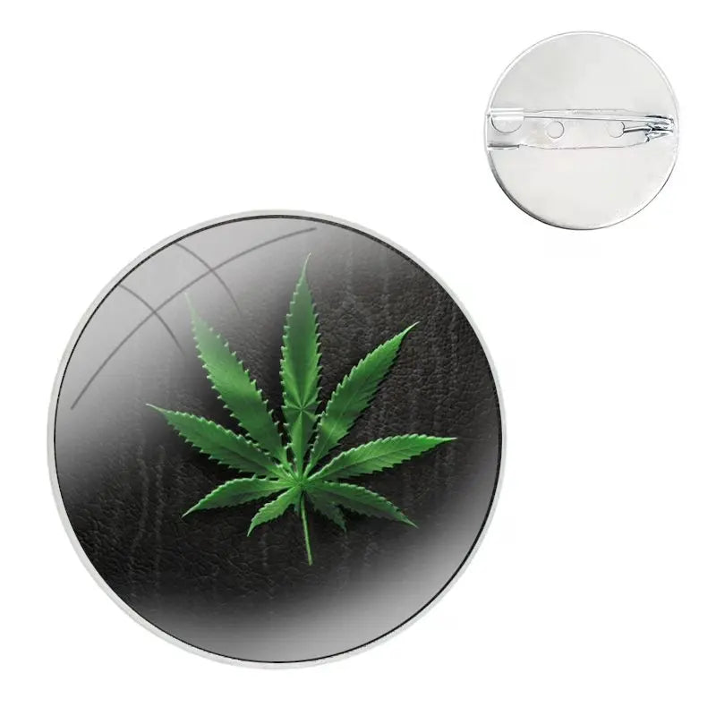 Badge Brooch Pin Accessories For Clothes Backpack Decoration gift plant leaves Cannabis leaf DIY Painted cool