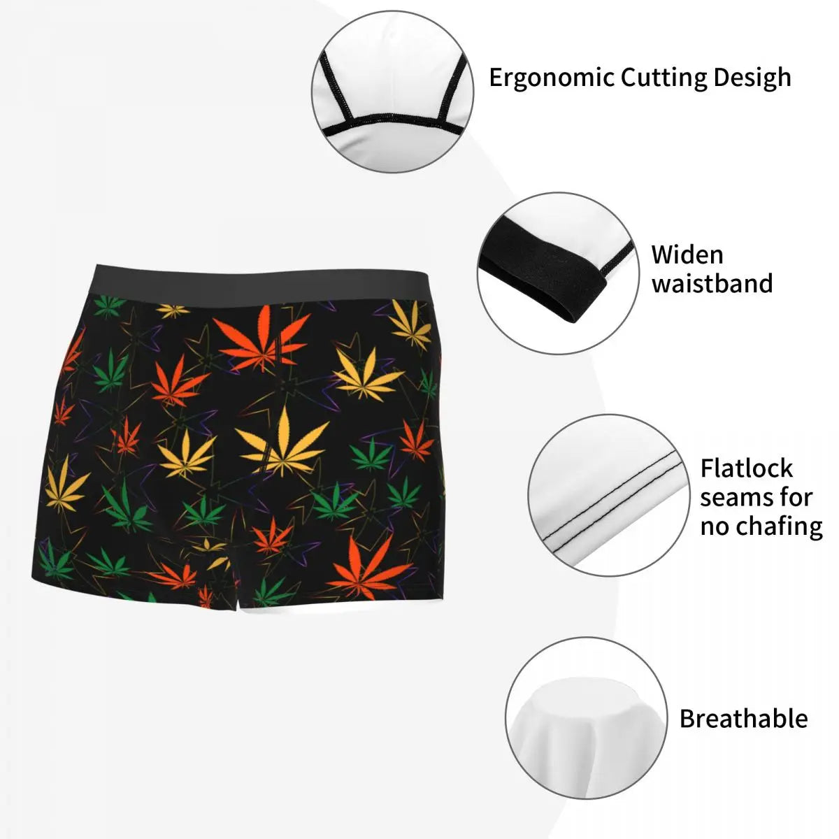 Cannabis Leaf Plant Marijuana Weed Men's Underwear Leaves Boxer Briefs Shorts Panties Soft Underpants for Homme Plus Size