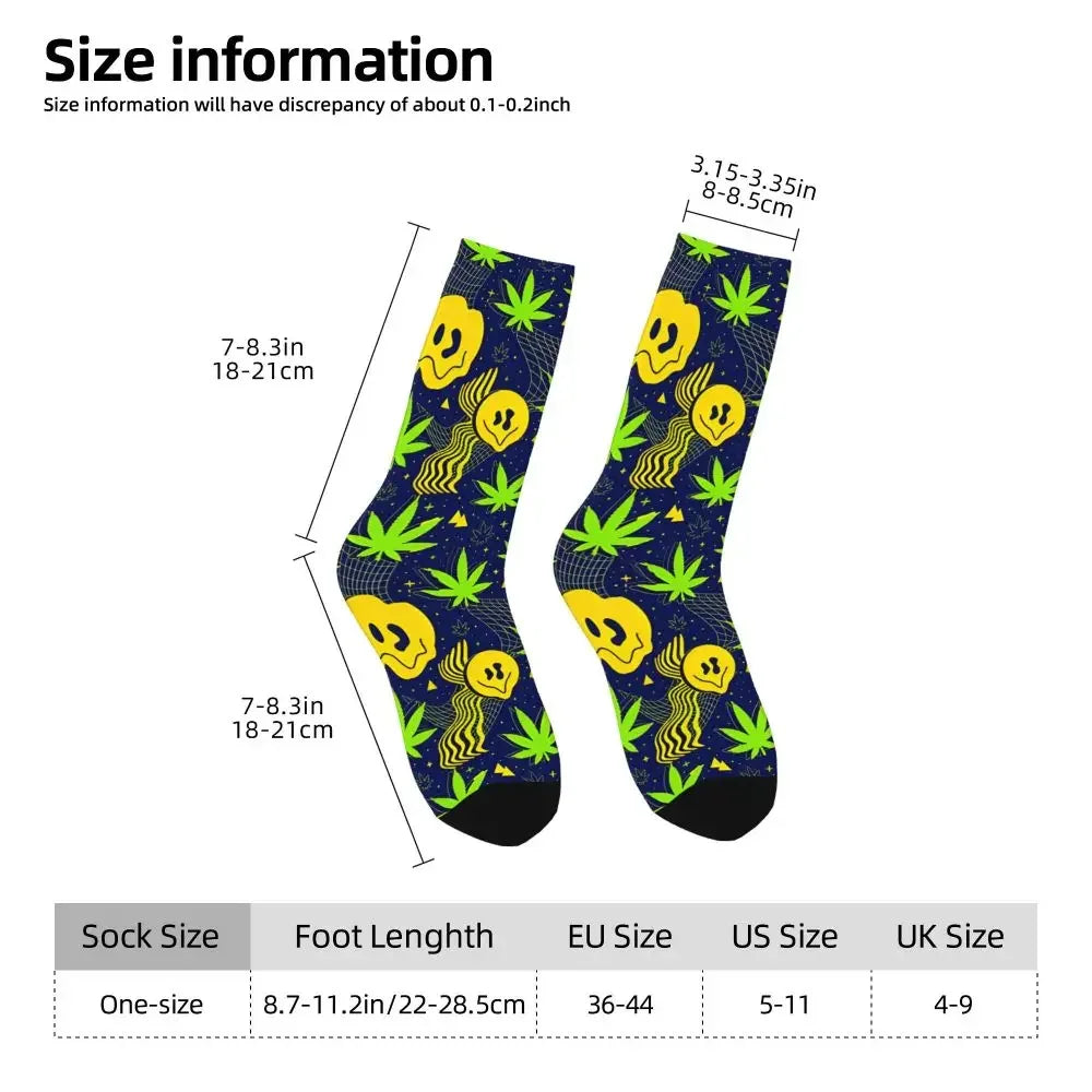 Cannabis Marijuana Pattern Men's Socks Vintage Harajuku Street Style Novelty Casual Crew Sock