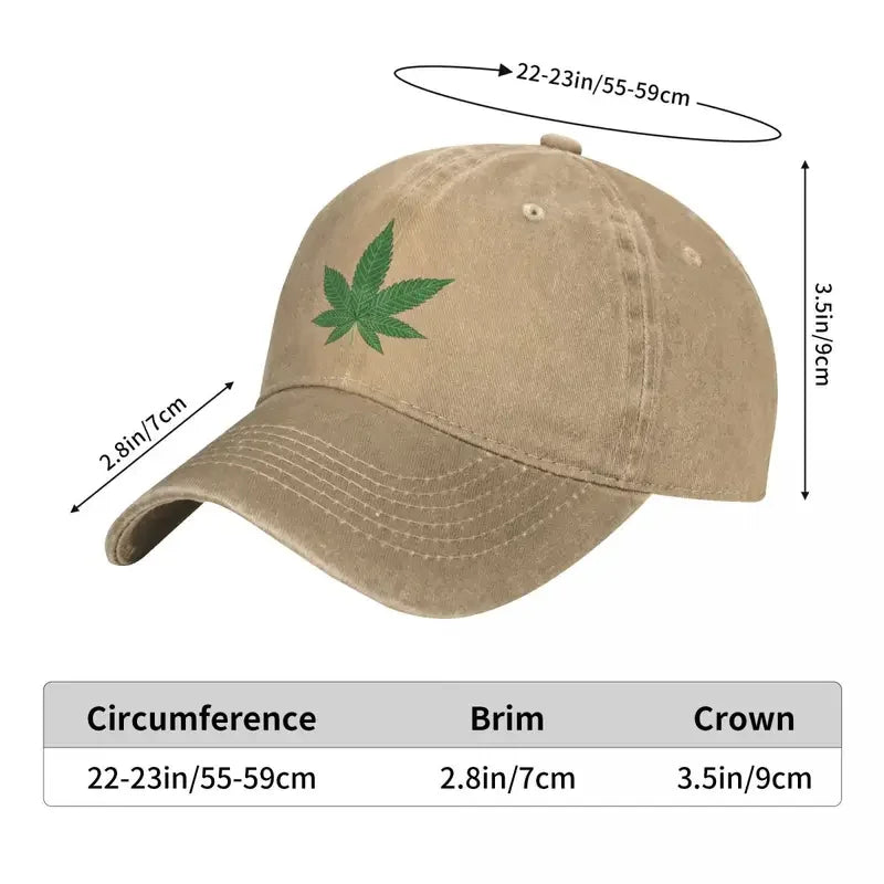 Cannabis Smoke Leaf Baseball Cap Casual Distressed Cotton Trending Snapback Cap Men Women Outdoor Summer Caps Hat