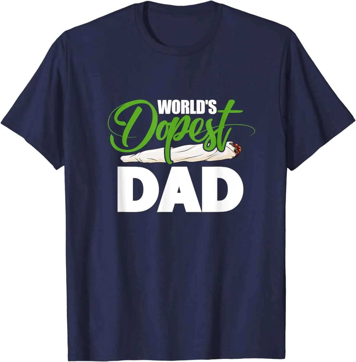 World's Dopest Dad Cannabis Marijuana Weed Funny Fathers Day T-Shirt Cotton Retro Street Fashion Men's Shirt Short Sleeve Design