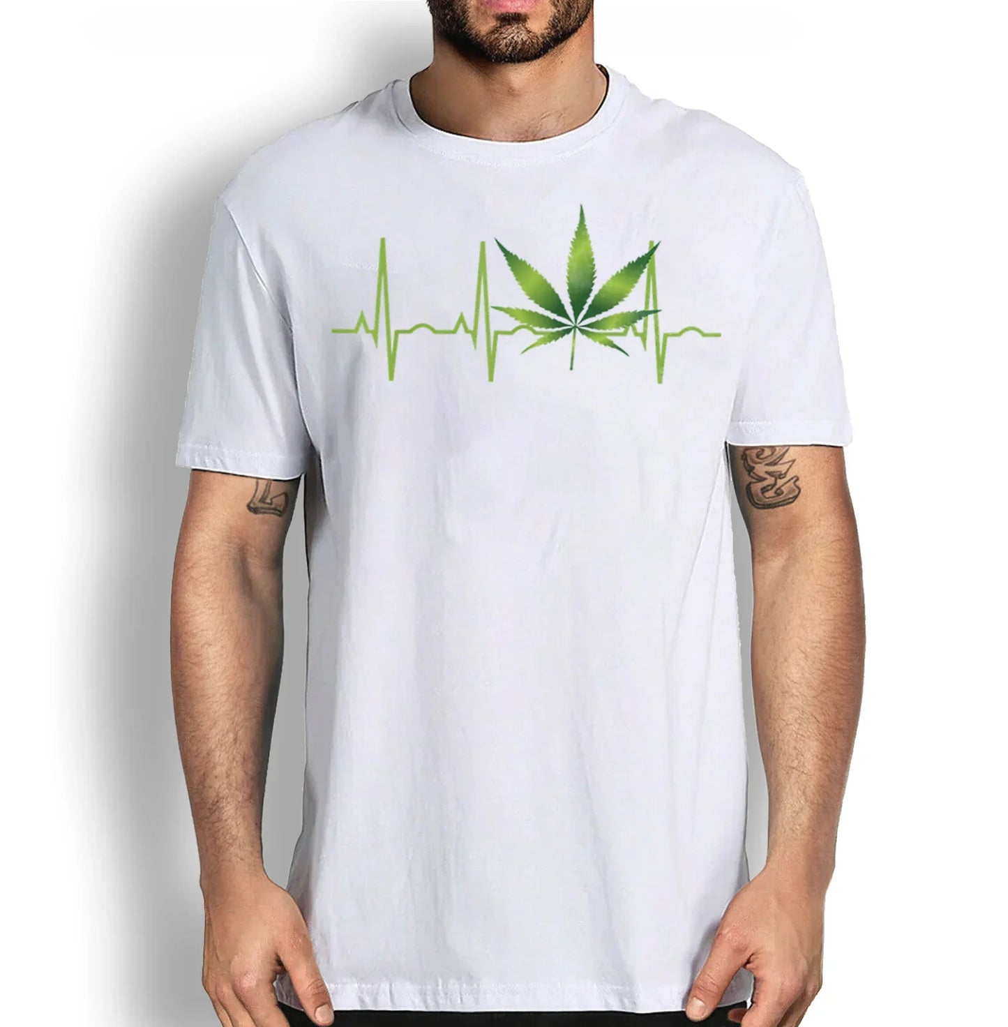 Funny Marijuana Leaf Heartbeat Gift T-Shirt. Summer Cotton Short Sleeve O-Neck Mens T Shirt New S-3XL