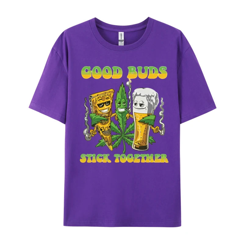 Weed Cannabis Stoner Good Buds Stick T-shirt 3D Printed T-shirt Men Cotton T-shirt Slim Fit Mens Tees Printed On Casual