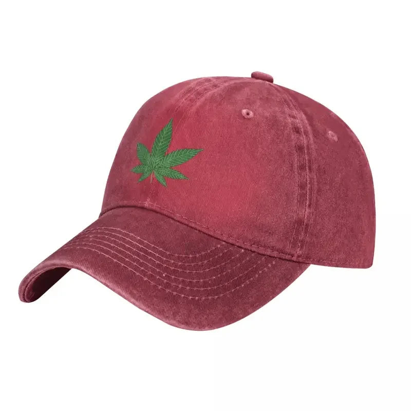 Cannabis Smoke Leaf Baseball Cap Casual Distressed Cotton Trending Snapback Cap Men Women Outdoor Summer Caps Hat