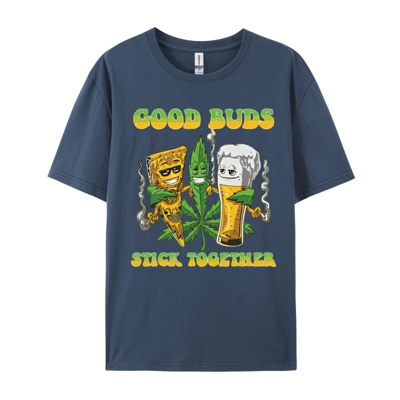 Weed Cannabis Stoner Good Buds Stick T-shirt 3D Printed T-shirt Men Cotton T-shirt Slim Fit Mens Tees Printed On Casual