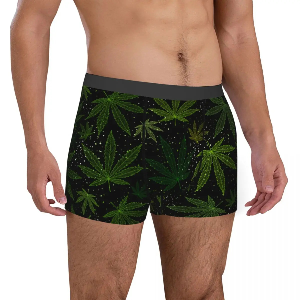 Novelty Boxer Cannabis Leaf Shorts Panties Briefs Men Underwear Marijuana Weed Breathable Underpants for Homme