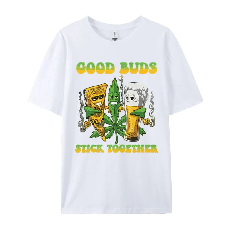 Weed Cannabis Stoner Good Buds Stick T-shirt 3D Printed T-shirt Men Cotton T-shirt Slim Fit Mens Tees Printed On Casual