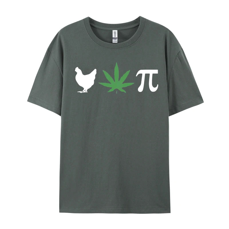 Chicken Pot Pie Marijuana Cannabis Pi T-shirt Novelty Tee Shirts Vintage Cotton Tops Tee Retro Clothes