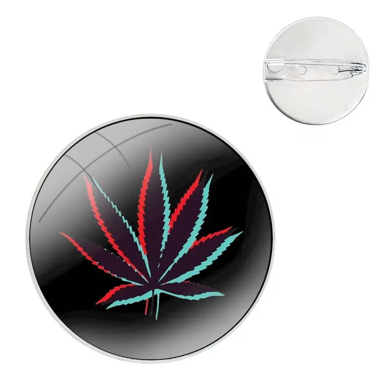 Badge Brooch Pin Accessories For Clothes Backpack Decoration gift plant leaves Cannabis leaf DIY Painted cool