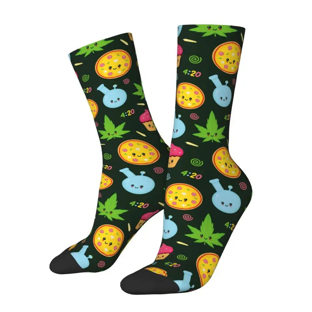 All Season Hip-hop Men's Women's Cute Marijuana Weed 420 Socks Cannabis Cartoon Merch Basketball Socks Super Soft Best Gifts