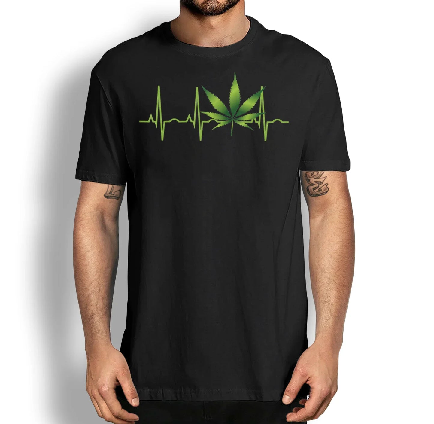 Funny Marijuana Leaf Heartbeat Gift T-Shirt. Summer Cotton Short Sleeve O-Neck Mens T Shirt New S-3XL