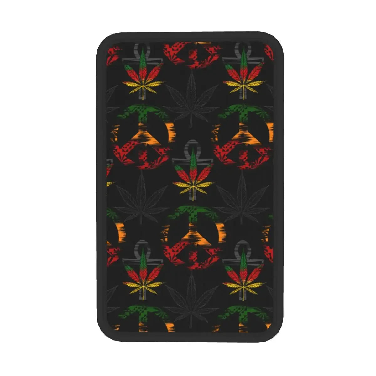 Center Console Cover Pad Car Interior Cushion Marijuana Cannabis Rastafarian Car Armrest Cover Mat Weed Leaf Storage Box Pad