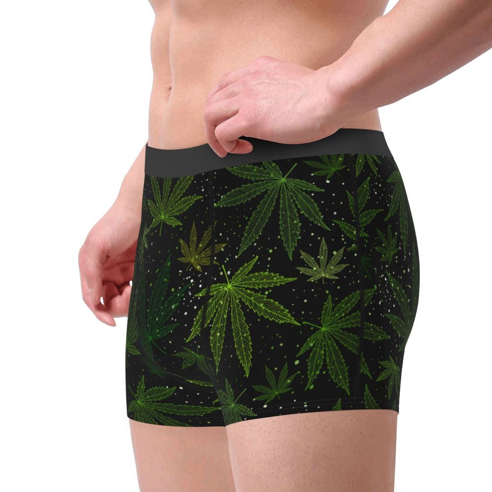 Novelty Boxer Cannabis Leaf Shorts Panties Briefs Men Underwear Marijuana Weed Breathable Underpants for Homme