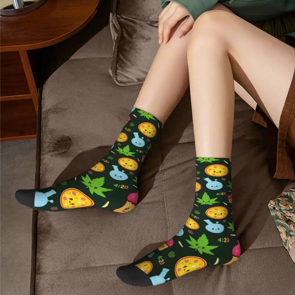 All Season Hip-hop Men's Women's Cute Marijuana Weed 420 Socks Cannabis Cartoon Merch Basketball Socks Super Soft Best Gifts