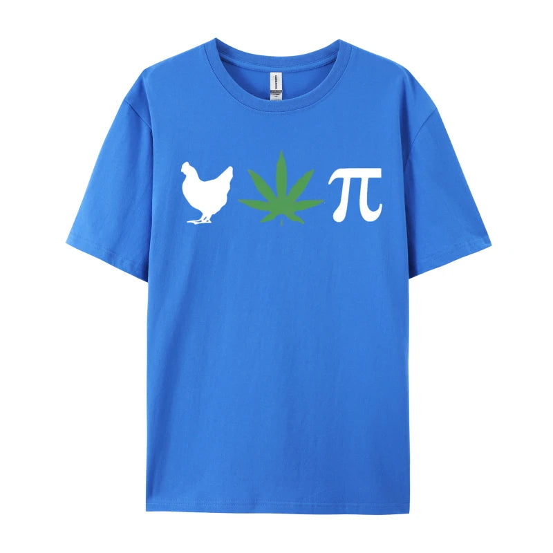 Chicken Pot Pie Marijuana Cannabis Pi T-shirt Novelty Tee Shirts Vintage Cotton Tops Tee Retro Clothes