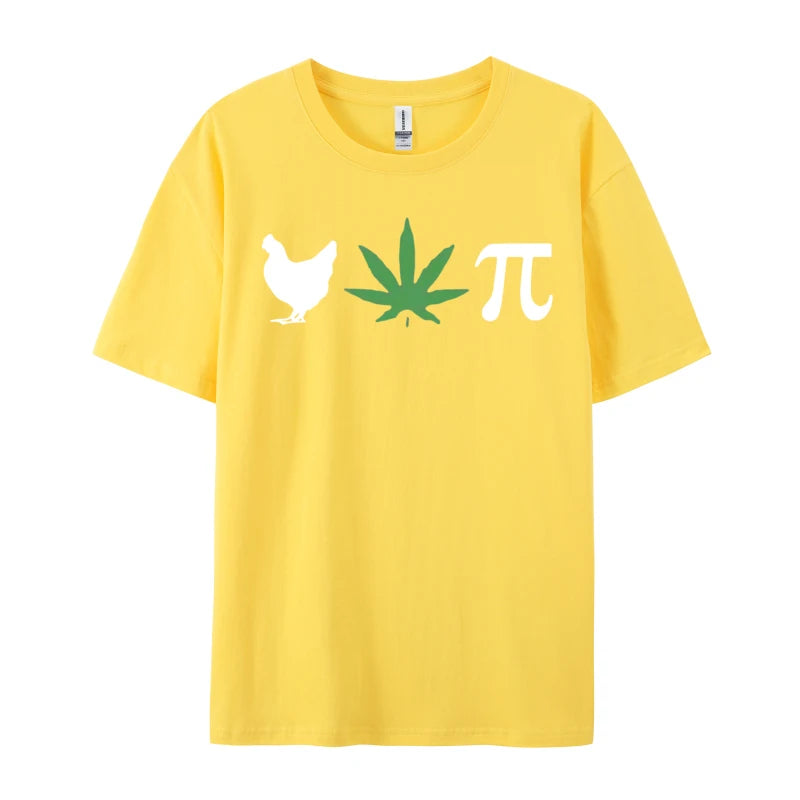 Chicken Pot Pie Marijuana Cannabis Pi T-shirt Novelty Tee Shirts Vintage Cotton Tops Tee Retro Clothes