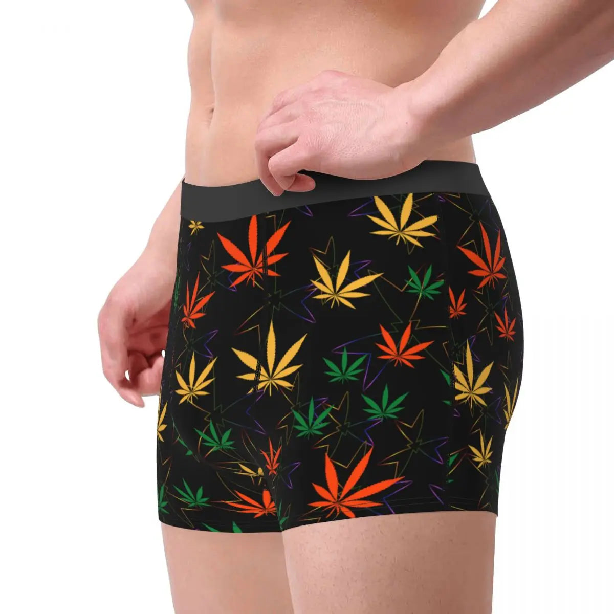 Cannabis Leaf Plant Marijuana Weed Men's Underwear Leaves Boxer Briefs Shorts Panties Soft Underpants for Homme Plus Size