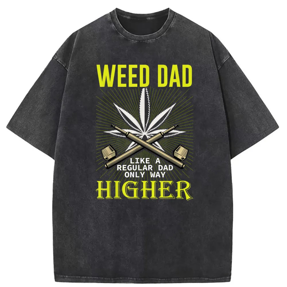 Dad Weed Marijuana Printed Men T-shirts High Quality Women's Tshirts Man Funny High Street Sweatshirt Long Sleeve Vintage Tshirt