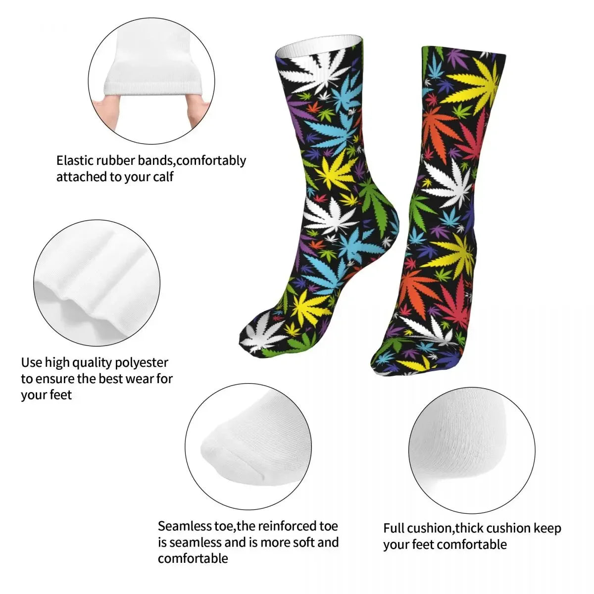 Fashion Socks Male Mens Women Casual Cannabis Leafs Socks Marijuana Weed Leaf Skateboard Socks Spring Summer Autumn Winter