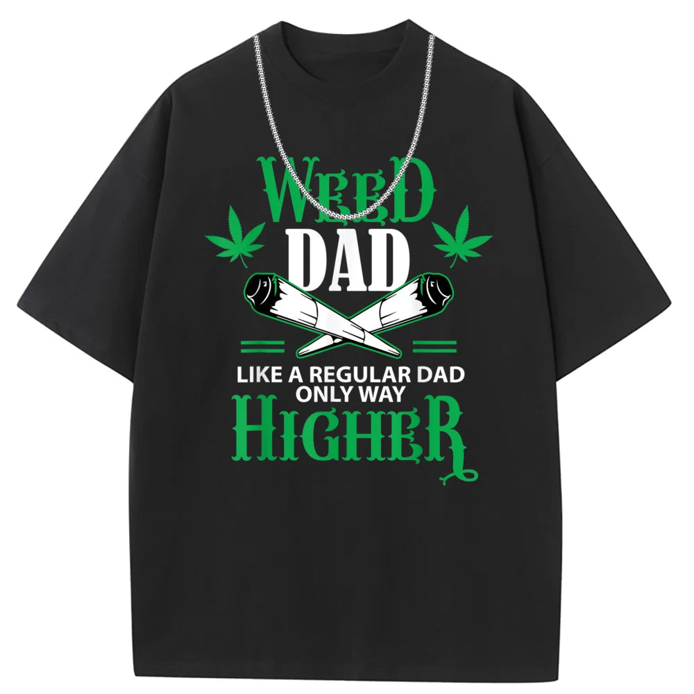 Dad Weed Marijuana Graphic Men T-shirts Male Long Sleeve Funny Sweatshirts Novelty Tshirts Man Brand Personalized Tee Shirts