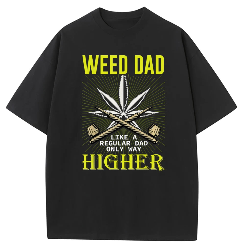 Dad Weed Marijuana Printed Men T-shirts High Quality Women's Tshirts Man Funny High Street Sweatshirt Long Sleeve Vintage Tshirt