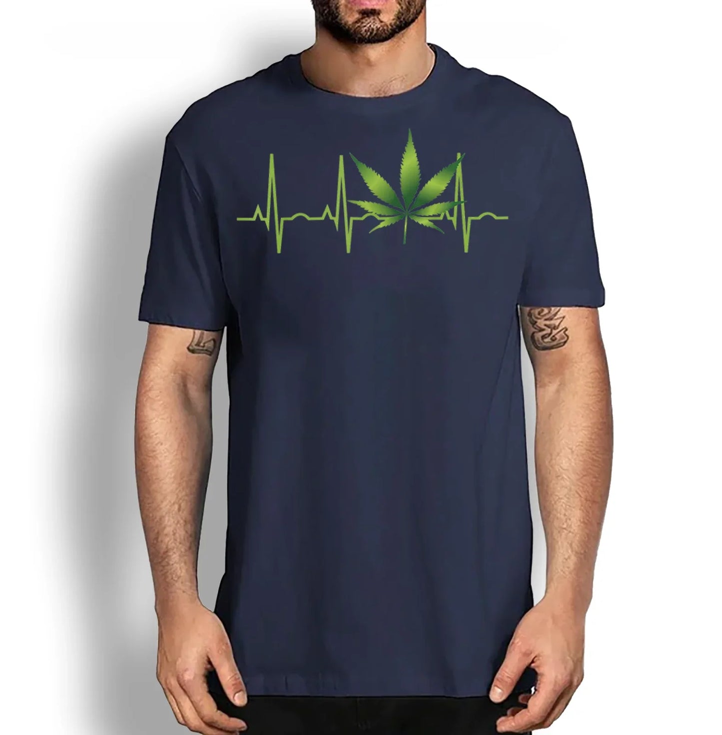 Funny Marijuana Leaf Heartbeat Gift T-Shirt. Summer Cotton Short Sleeve O-Neck Mens T Shirt New S-3XL