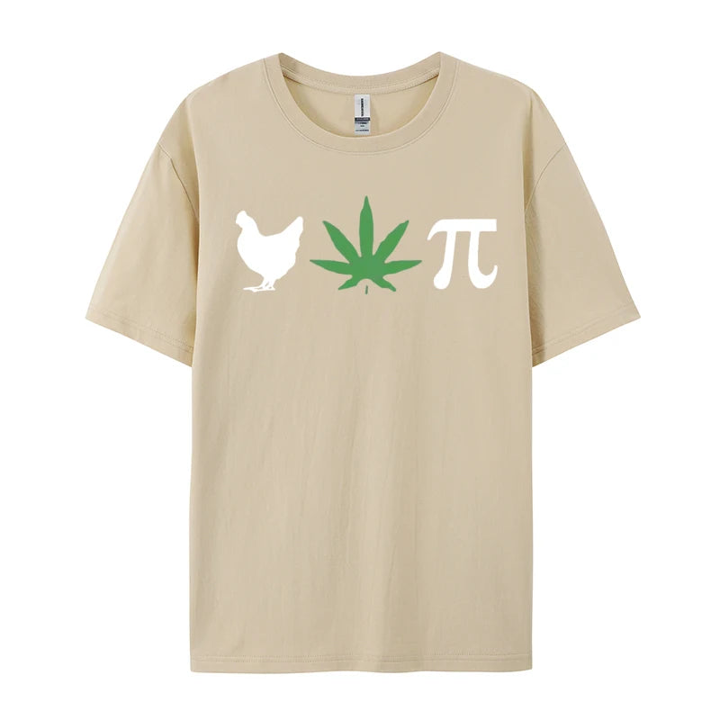 Chicken Pot Pie Marijuana Cannabis Pi T-shirt Novelty Tee Shirts Vintage Cotton Tops Tee Retro Clothes