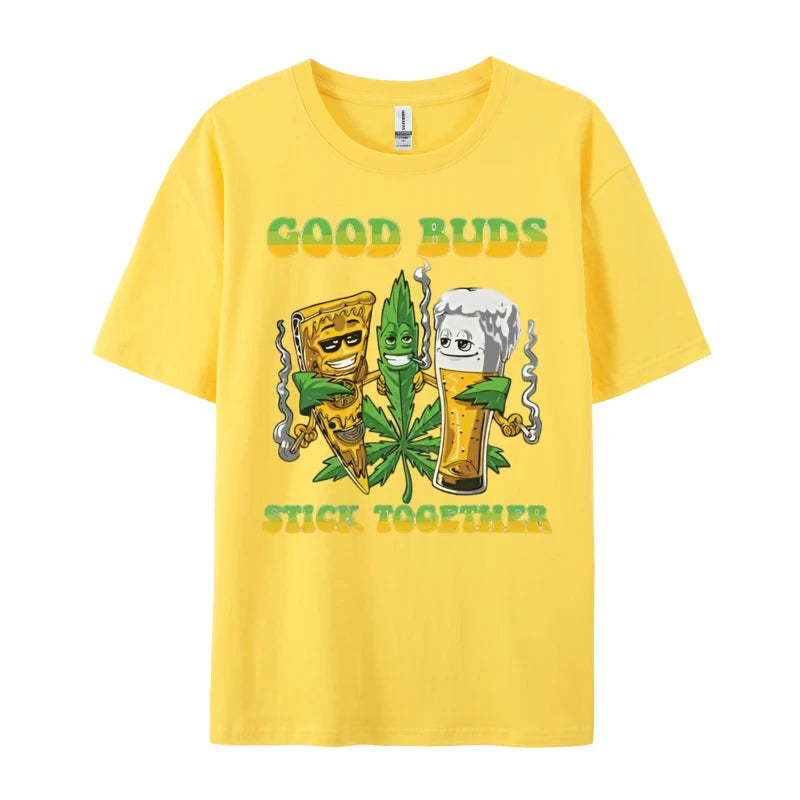 Weed Cannabis Stoner Good Buds Stick T-shirt 3D Printed T-shirt Men Cotton T-shirt Slim Fit Mens Tees Printed On Casual