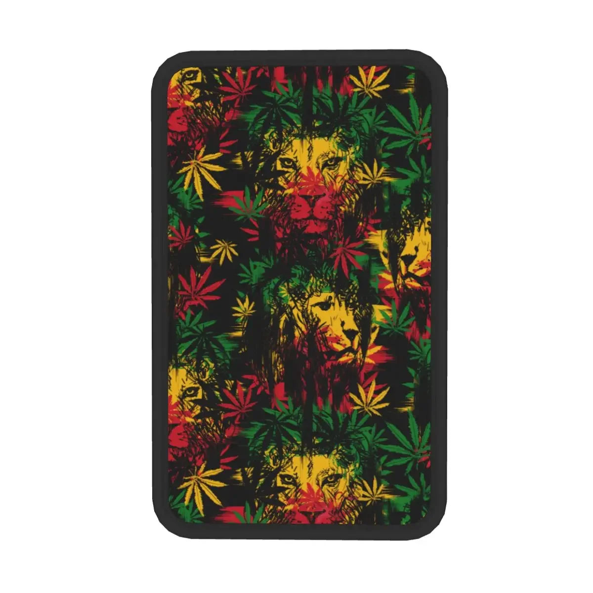 Car Arm Rest Cover Mat Lion Head Cannabis Leaves Rastaman Style Center Console Cover Pad Weed Leaf Auto Styling Accessories