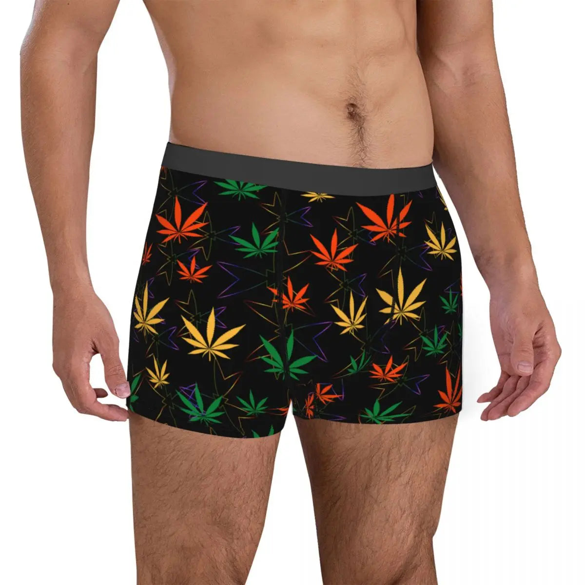 Cannabis Leaf Plant Marijuana Weed Men's Underwear Leaves Boxer Briefs Shorts Panties Soft Underpants for Homme Plus Size