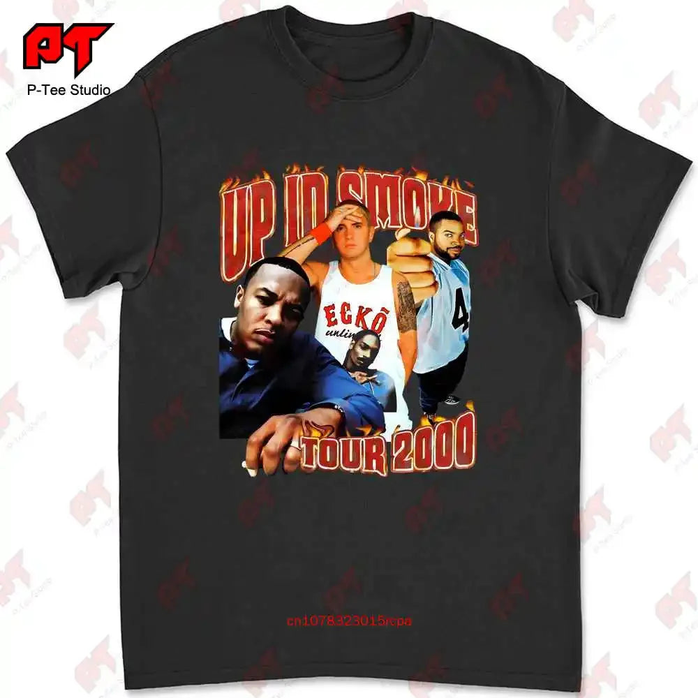 2000 Up In Smoke Tour T Shirt Vintage Style Eminem Snoop Dog Dr Dre Ice Cube Rap V8E0