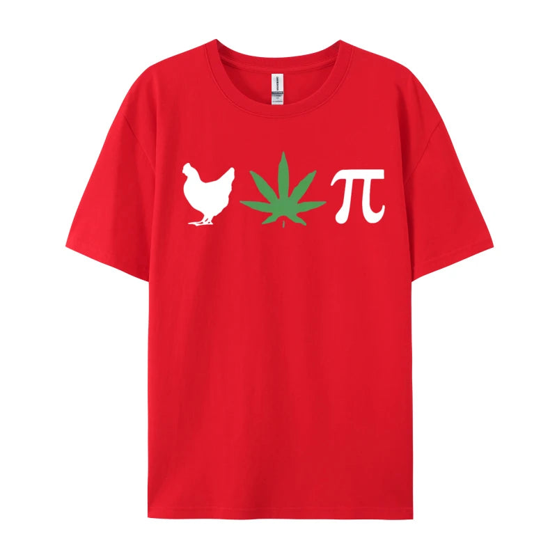 Chicken Pot Pie Marijuana Cannabis Pi T-shirt Novelty Tee Shirts Vintage Cotton Tops Tee Retro Clothes