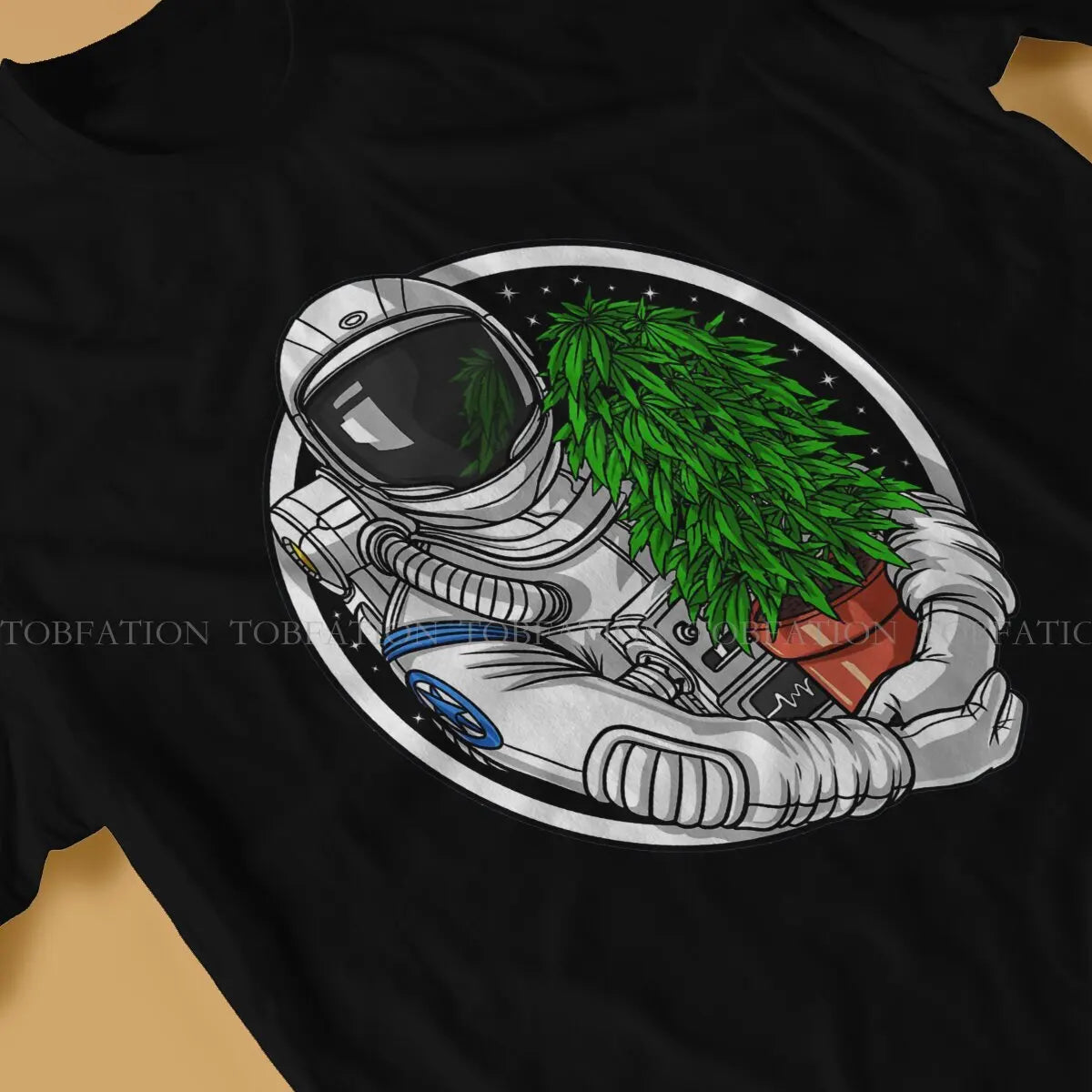 Weed Marijuana 420 Smoking Astronaut Lover TShirt Men Graphic Large Harajuku Crewneck Cotton T Shirt