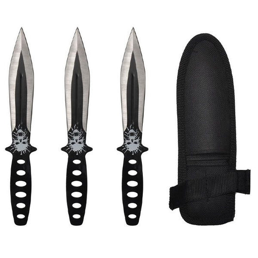 7 1/2” Throwing knife.3 pcs a set with skull head design [T003655]_0