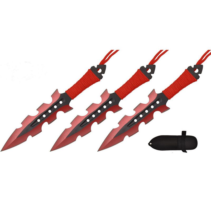 7.5″ Throwing Knives with Sheath 3 Pcs Set – Red [T004208RD]_0