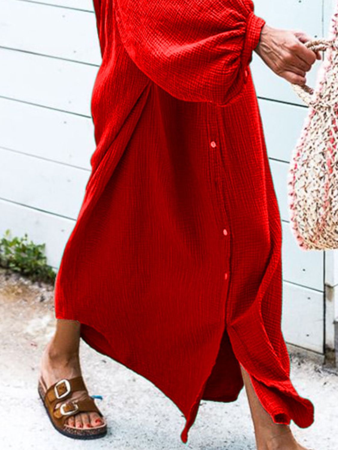 Button Down Long Sleeve Maxi Shirt Dress