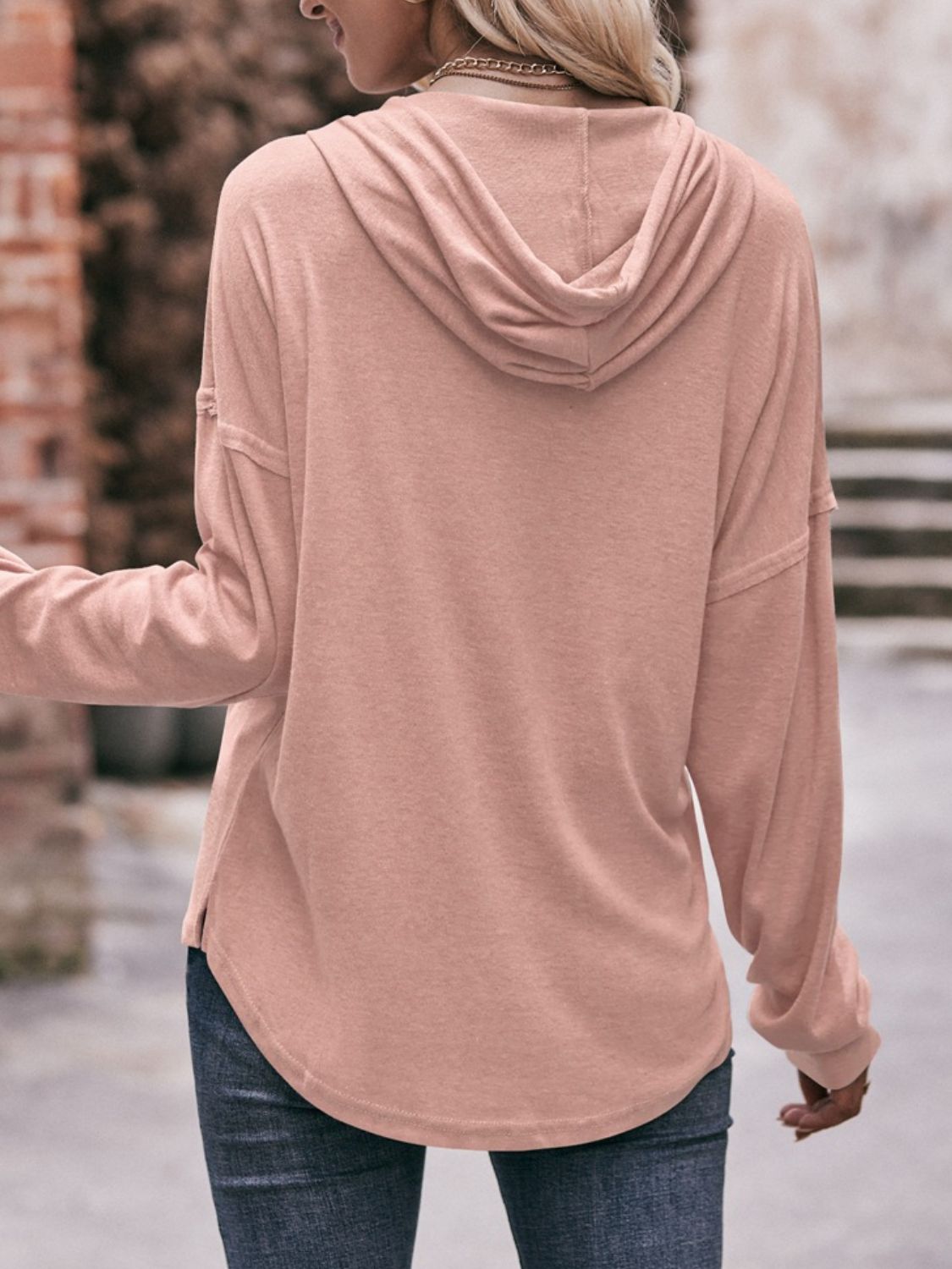 Mandy Drawstring Drop Shoulder Long Sleeve Hoodie