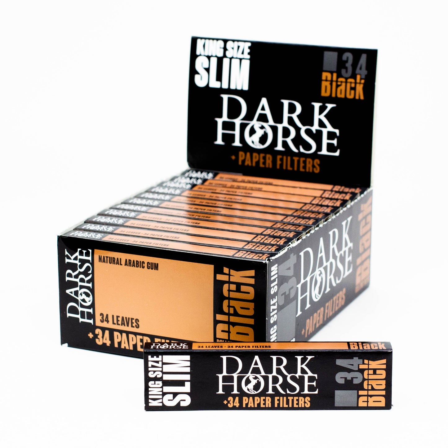 Rolling Paper DARK HORSE king slim Black Paper + Filters with stick_0