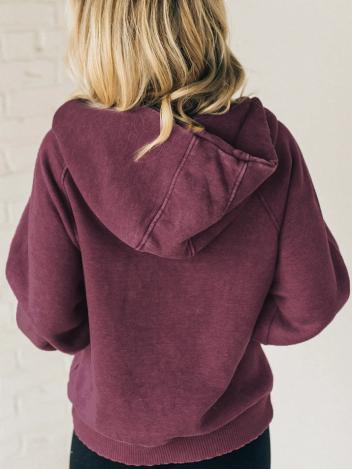 Half Zip Kangaroo Pocket Long Sleeve Hoodie