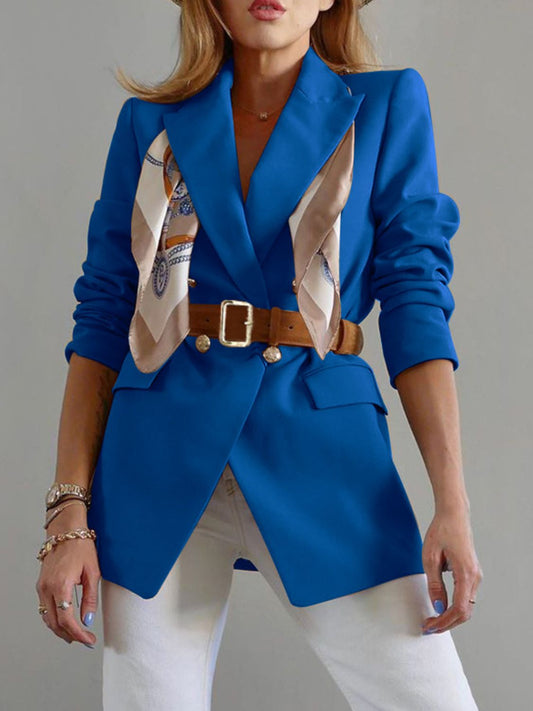 Buttoned Lapel Collar Long Sleeve Blazer