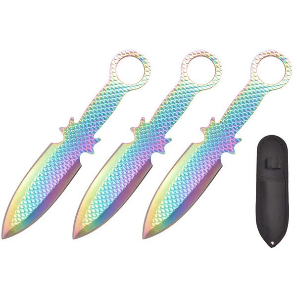 6.5″ Throwing Knives with Sheath 3 Pcs Set – Rainvow [T005017COL]_0